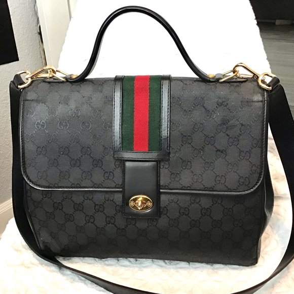 Gucci Handbags - Gucci Vintage Monogrammed Canvas 2 Way Satchel